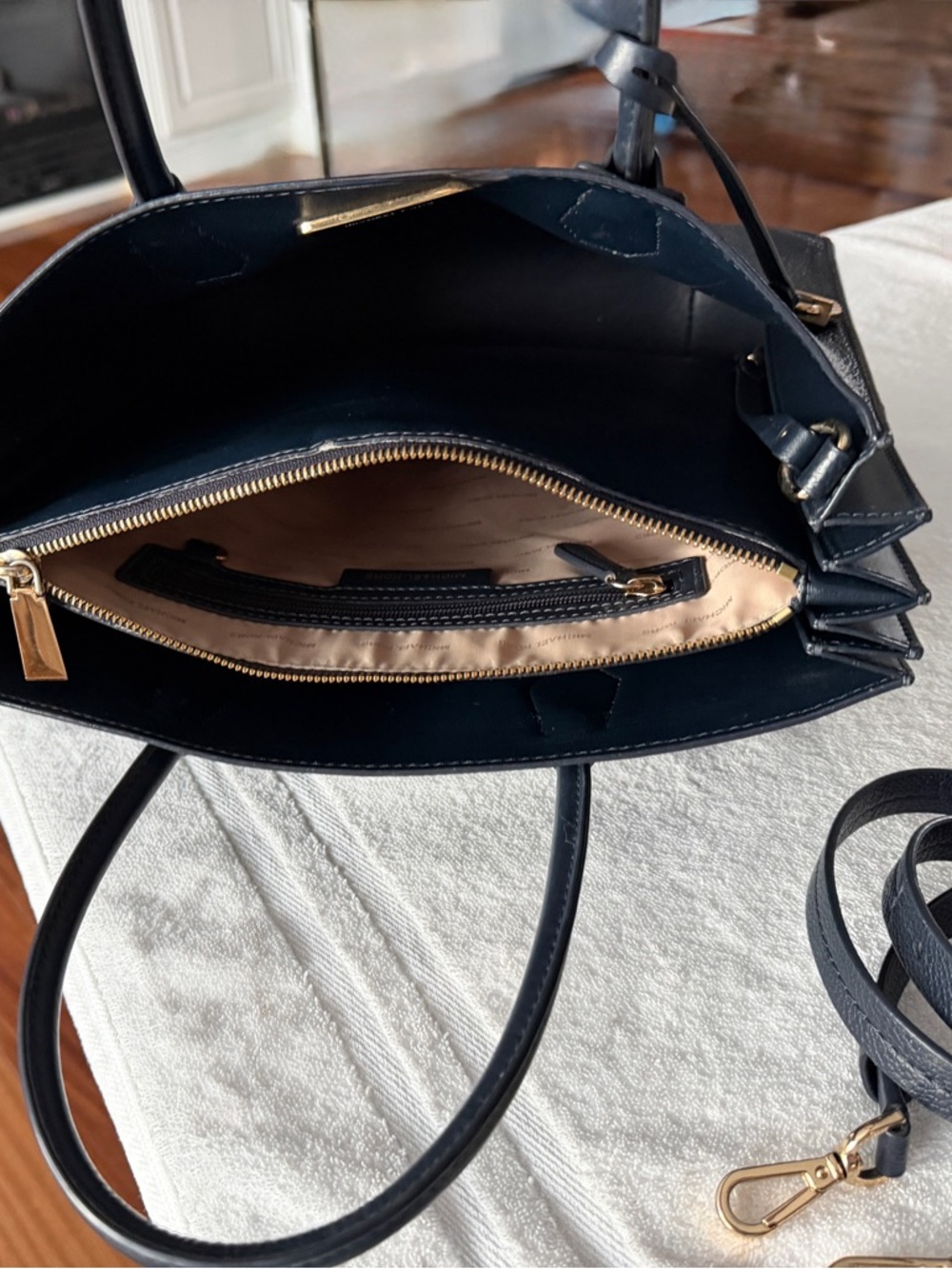 Michael Kors Mercer Pebbled Leather Tote - Admiral Blue - Picture 7 of 8
